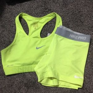 Nike bra and shorts